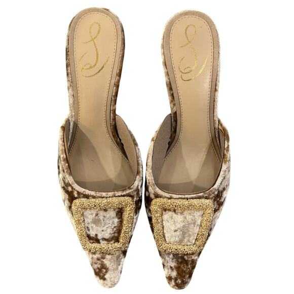 Sam Edelman Brit Women's Heels Prosecco Velvet Size 6 - Picture 3 of 11